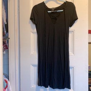 See You Monday Black Dress With Criss Cross Neck